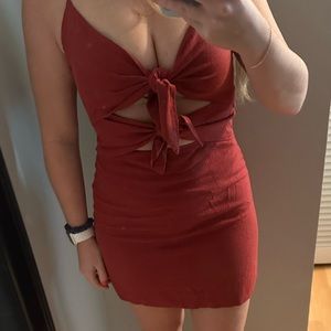 Tie front linen dress